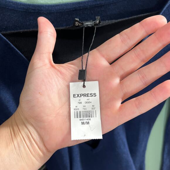 Express Navy Blue Long Sleeve Bodycon Dress Open Back Party Club NWT Size XS - Picture 5 of 8